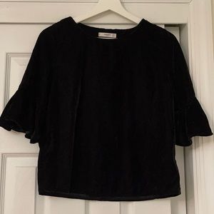 Mango black velvet blouse